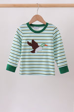 Blue Stripe Mallard Applique Top