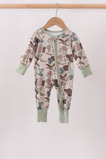 Camouflage Hunting Bamboo Zipper Romper