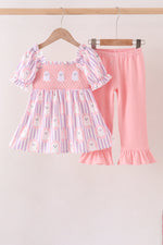Purple Ghost Smocked Ruffle Pants Set