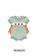Green Pumpkin Smocked Ruffle Bubble