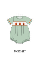 Green Pumpkin Smocked Bubble