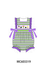 Purple witch embroidery stripe ruffle bubble