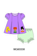 Purple witch applique stripe bloomer set