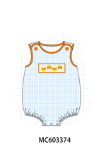 Blue Gingham Candy Corn Embroidery Bubble