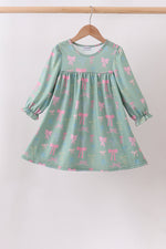 Sage Bow Ruffle Dress