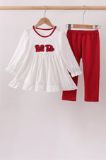 Red Alabama Roll Tide Embroidery Pants Set