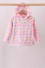Pink Bow Fleece Hoodie Jacket