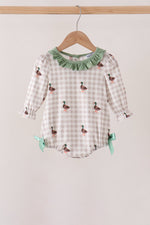 Green Duck Ruffle Gingham Bubble