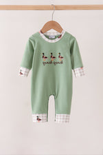 Green Duck guack guack Embroidery Romper