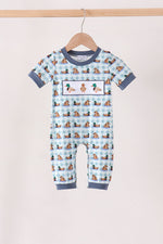 Blue mallard duck embroidery romper