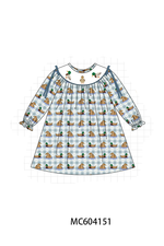 Blue mallard duck embroidery dress