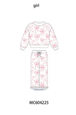 Pink bow floral print mom&me pants set