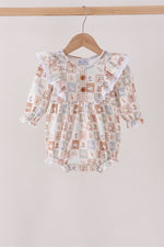 Khaki farm checkered ruffle bubble