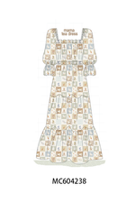 Khaki farm checkered tiered mom dress