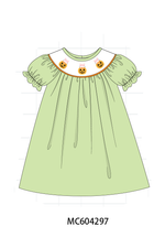 Green Jack-O-Lantern embroidery dress