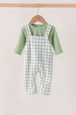 Sage plaid 2pc romper set