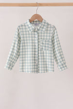 Sage plaid pocket button down shirt