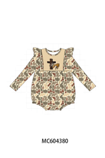 Khaki camoufalge cross deer embroidery ruffle bubble