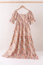 Coral floral tiered mom dress