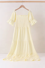 Cream smocked mom tiered dress