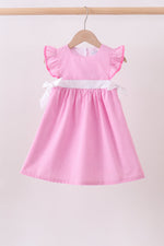 Pink bow gingham ruffle dress