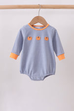 Teal stripe pumpkin embroidery bubble