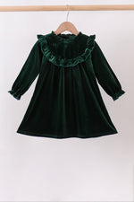 Forest velvet Ruffle Dress