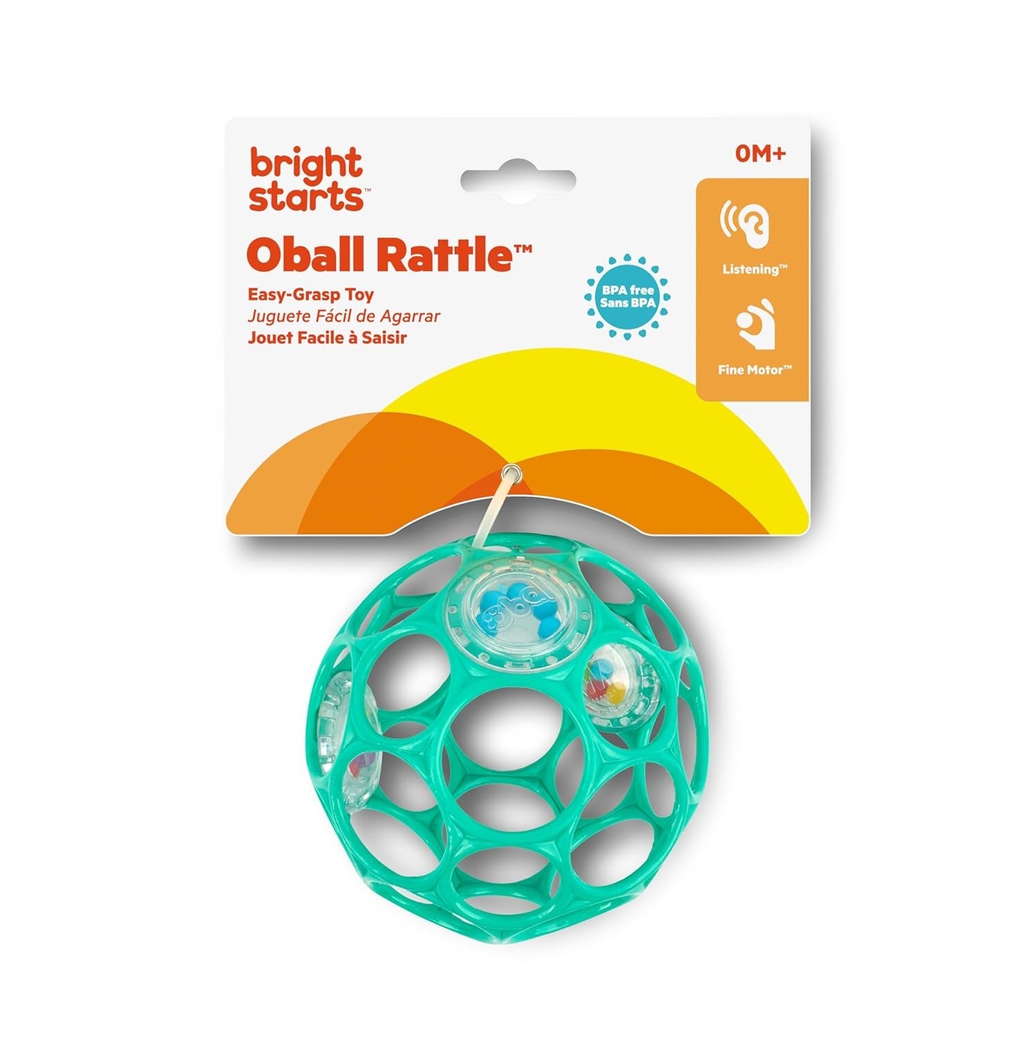 Oball Easy-Grasp Rattle Bpa-Free Infant Toy in Teal, Age Newborn and Up, 4 Inches