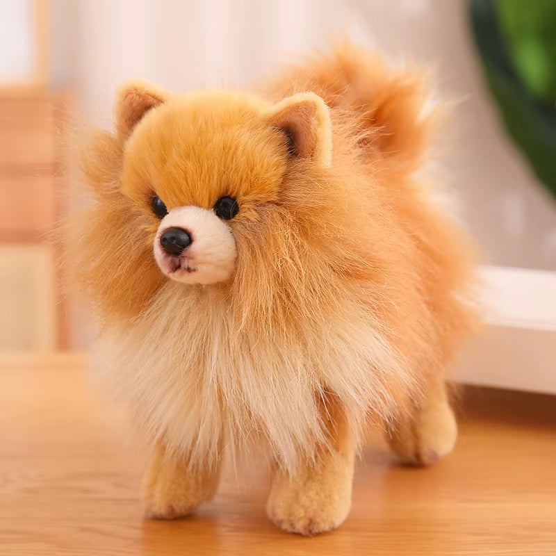 Premium Cute Plush Pomeranian Dog Real Life Plush Toy Stuffed Animals Soft Puppy Pet Doll Children Kids Girls Lovely Gift