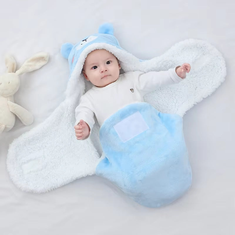 Warm Baby Sleeping Bags Autumn and Winter Soft Newborn Baby Wrap Blankets Cartoon Cocoon for Babies Flannel Baby Sleepsack 0-9M