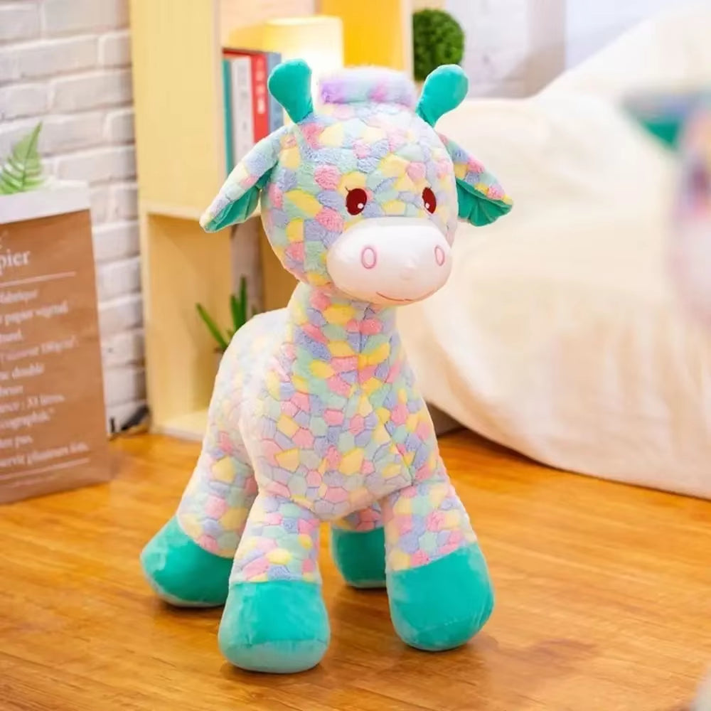 1PC Creative Simulation Deer Doll Rainbow Color Plush Giraffe Toy Gifts for Children Soft Pillow Plush Pillow Bed Sofa Decor