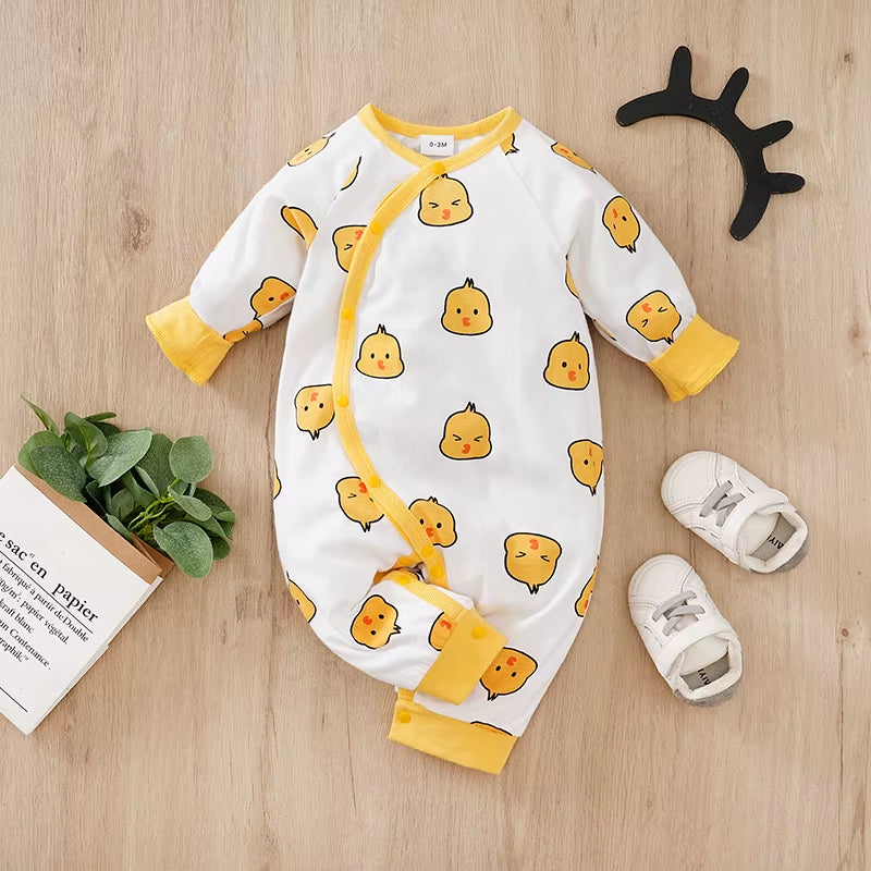 Chick Printed Clothes 0-18 Months Lt1Boy Girl Cartoon Romper Cotton Baby Newborn Toddler Spring Autumn Baby Jumpsuit Long Sleeve