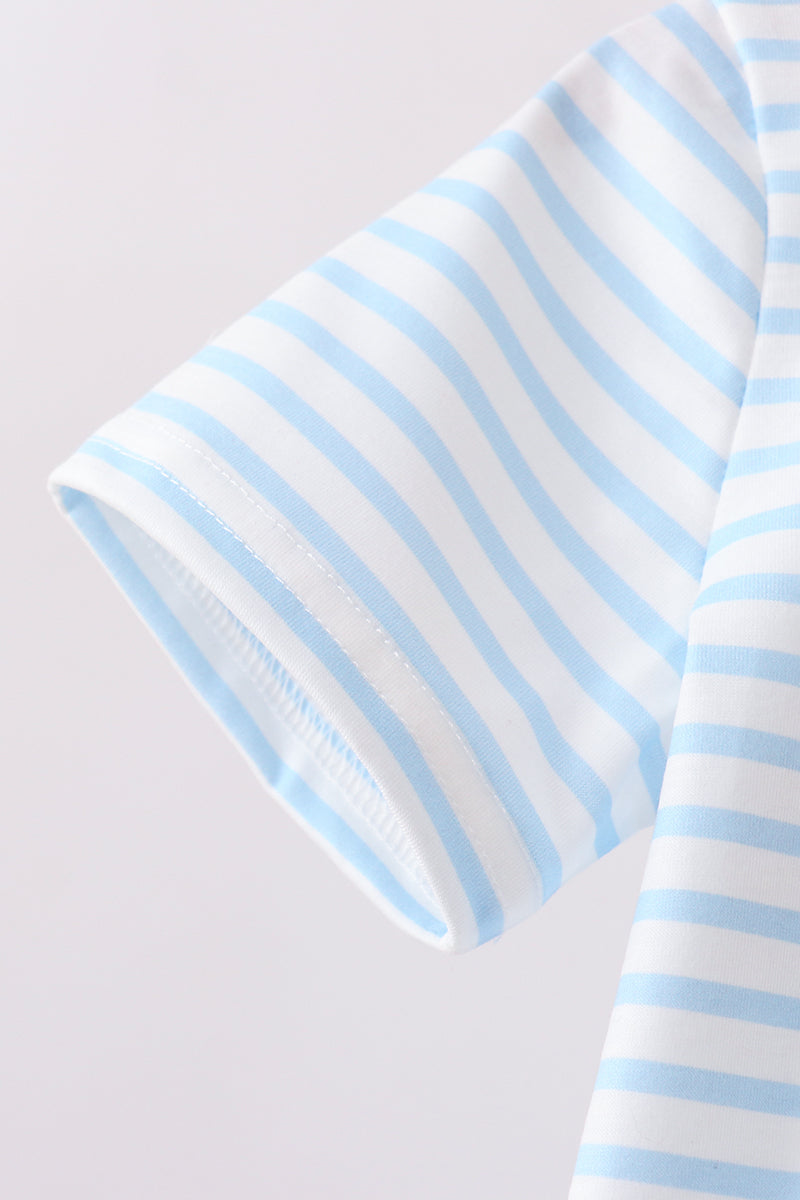 Blue Sports Ball Stripe Applique Knit Set