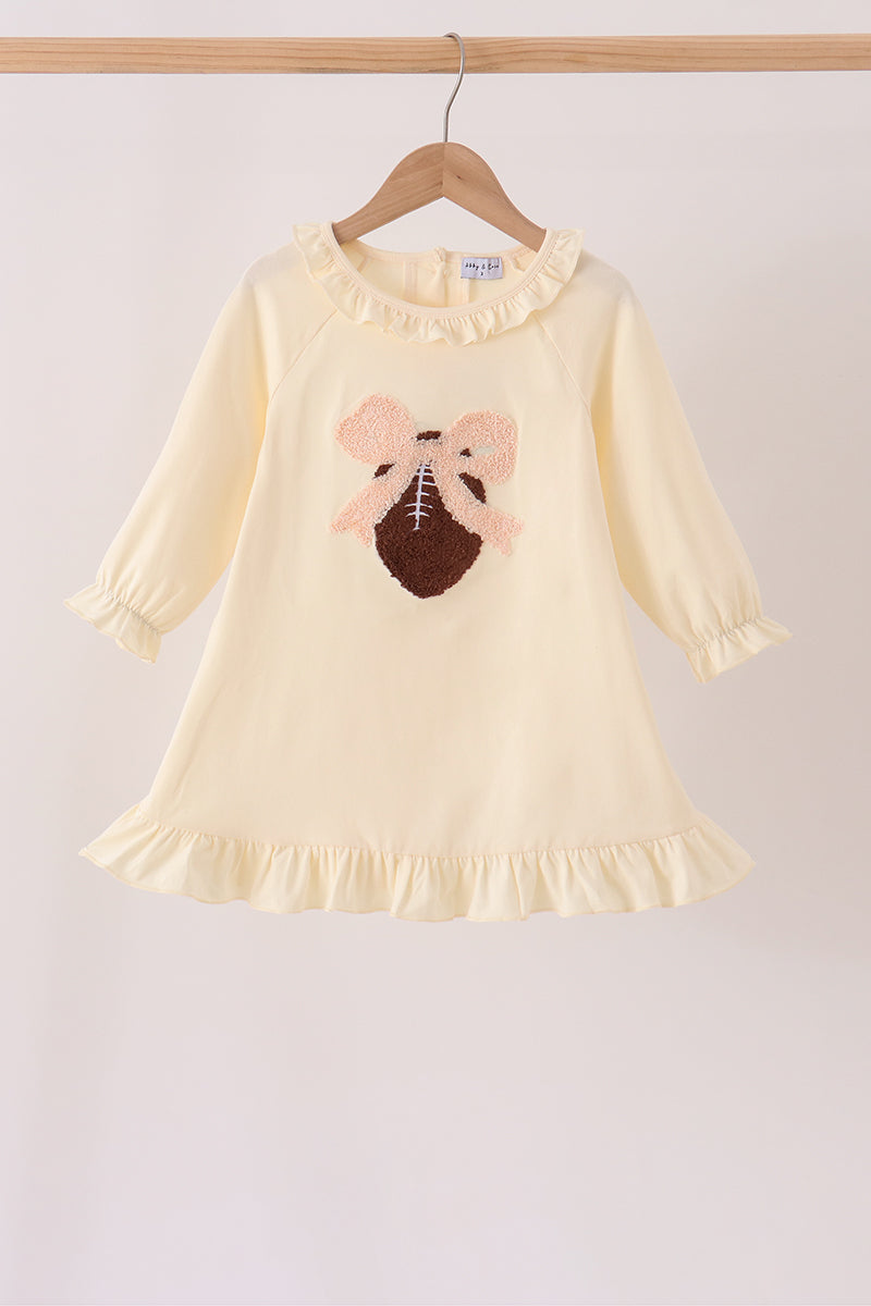 Cream Football French Knot Ruffle Dress