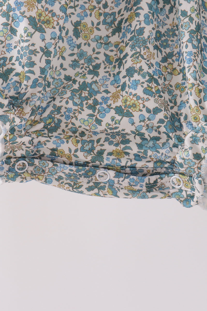 Sage Floral Smocked Bow Bubble