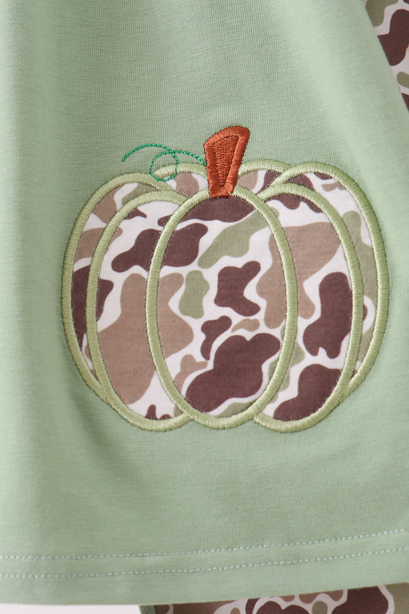 Camo Pumpkin Applique Ruffle Pants Set