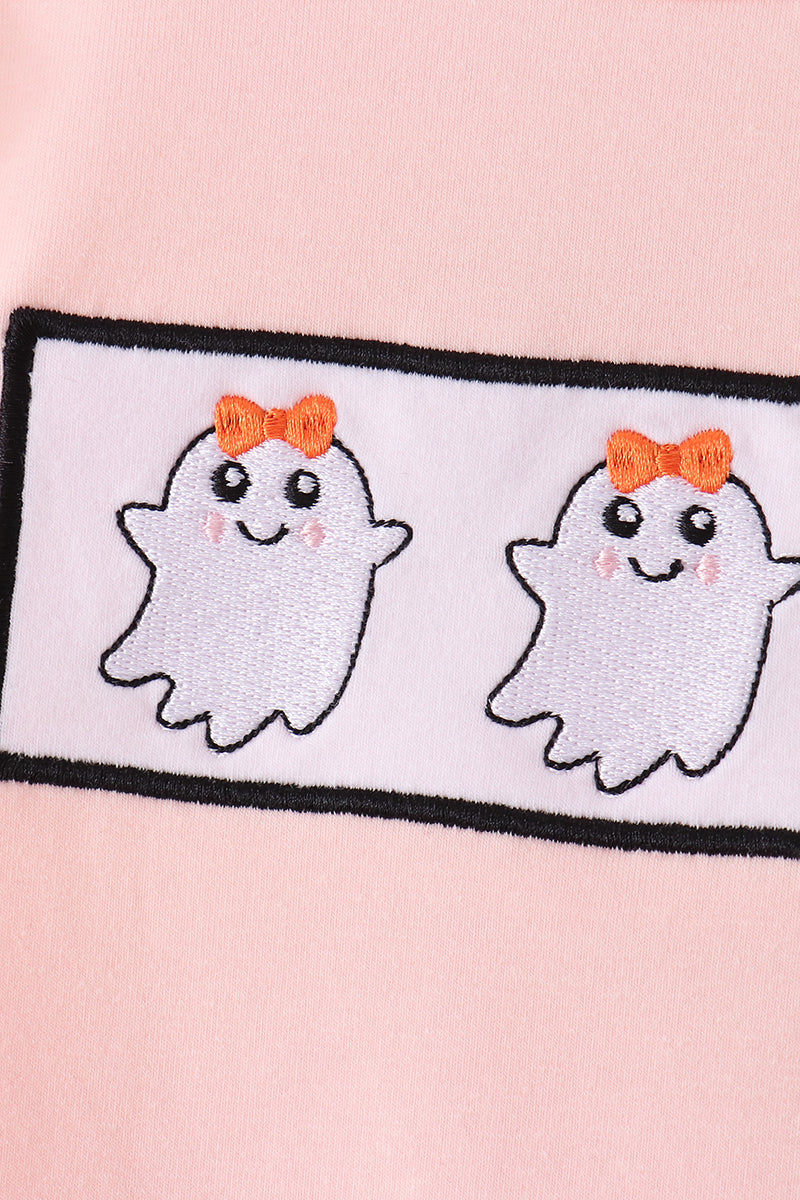 Pink Ghost Embroidery Ruffle Skorts Set