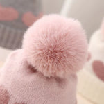 Winter Baby Knitted Hat Soft Pompom Newborn Beanie Cap Cute Love Heart Crochet Warm Infant Girls Hats Bonnet