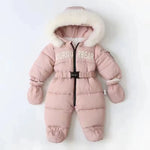 Winter Newborn Baby Girl Jumpsuit Thicken Baby Ski Suit with Gloves Belt Baby Romper Warm Infant Snowsuit Children Clothing Set