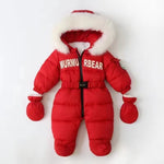 Winter Newborn Baby Girl Jumpsuit Thicken Baby Ski Suit with Gloves Belt Baby Romper Warm Infant Snowsuit Children Clothing Set