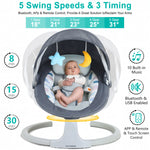 Baby Swing for Infants - APP Remote Bluetooth Control, 5 Speed Settings, 10 Lullabies, USB Plug (Blue)