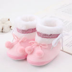 Baby Boots Solid Pompom Winter Plush Snow Booties for Newborn Boys Girls Soft Comfortable Warming Shoes