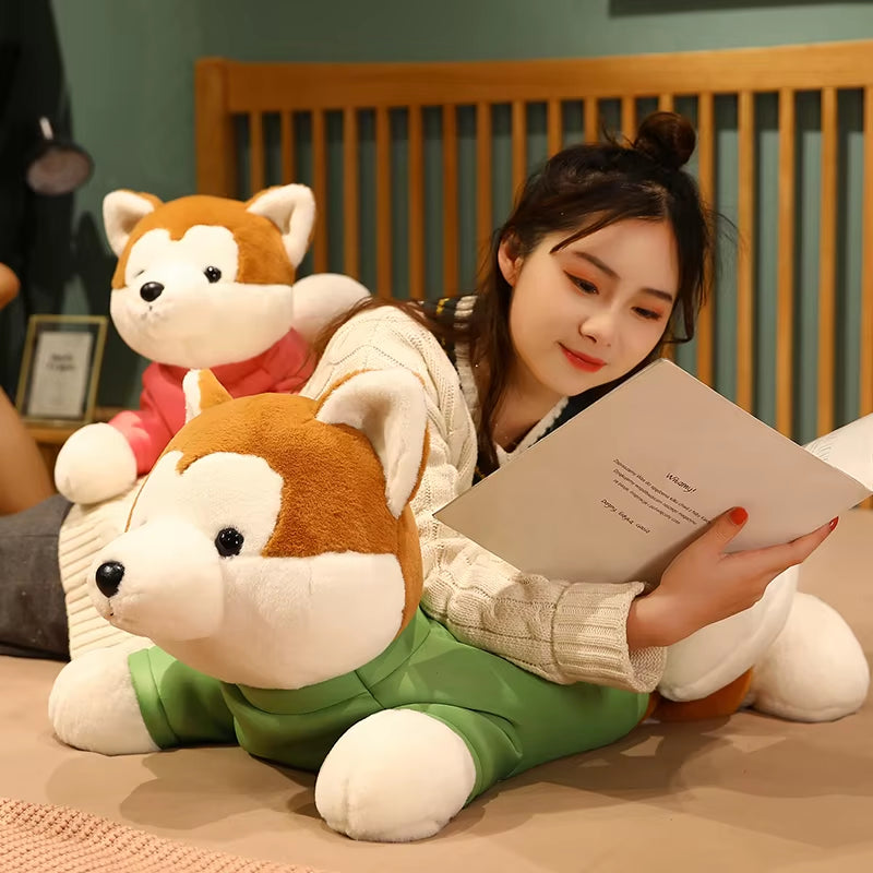 High Quality Cute Lying Akita Dog Plush Toys Stuffed Animal Shiba Inu Chai Dog Sleep Boyfriend Pillow Doll Girls Gift