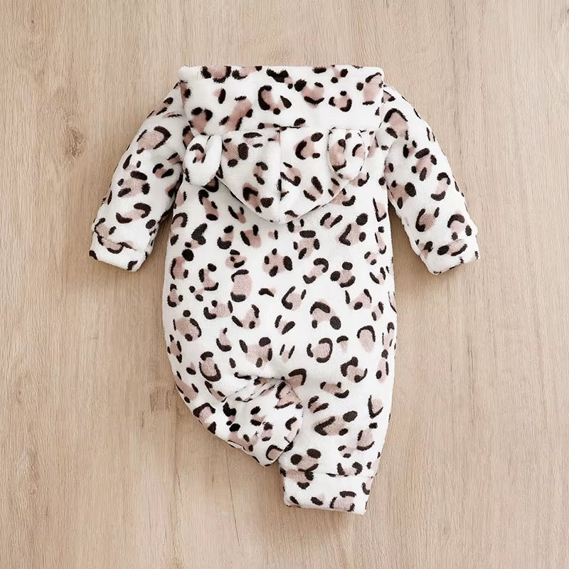 Winter Leopard Print Clothes Spring Flannel Baby Boys Girls Clothing Cartoon 0-18 Months Newborn Baby Newborn Long Sleeve Soft