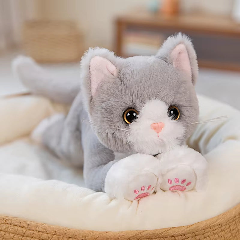 53CM Cute Simulated Cat Doll Plush Toy Stuffed Soft Animal Plush White Gray Kitten Pillow Kids Girls Birthday Gift Pet Toys Deco