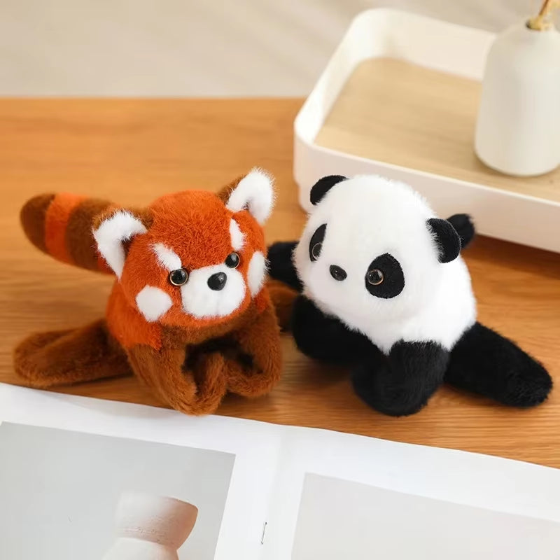 Creative Stuffed Animals Raccoon Fox Husky Cat Monkey Papa Circle Toy Wrapped around Arm Doll Toys for Kids Birthday Gift