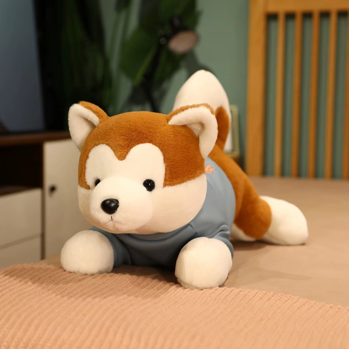 High Quality Cute Lying Akita Dog Plush Toys Stuffed Animal Shiba Inu Chai Dog Sleep Boyfriend Pillow Doll Girls Gift