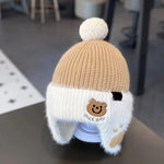 Winter Baby Bear Hat Children Plush Earmuffs Cap Kids Warm Knitted Hat Beanie Pompom Ball Toddler Ear Protection Caps 1-6Year