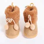 Winter Baby Boots plus Velvet Snow Booties Baby Shoes Warm Baby Girl Shoes Pompom Soft Sole Indoor Walking Shoe