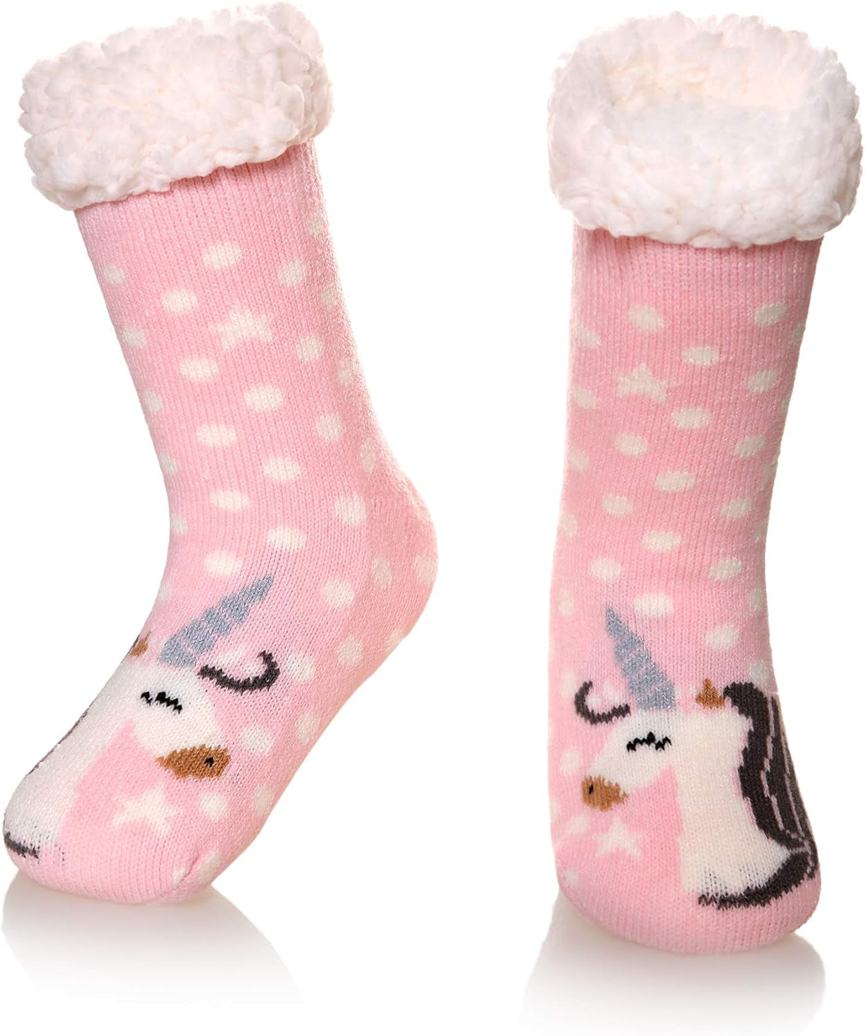 Kids Boys Girls Warm Slipper Socks Cute Animal Soft Thicken Winter Thermal Fleece Fuzzy Non-Skid Children Home Socks